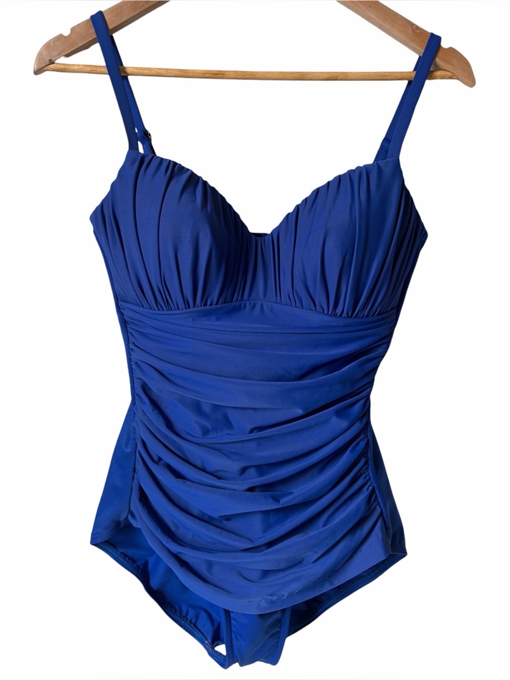 Miracle Suite Rialto Ruched Blue One-Piece Swimsuit Size 12 - Picture 2 of 9